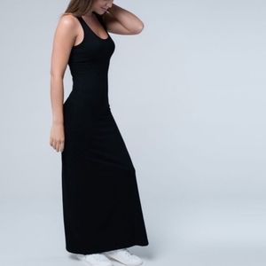 Pact Black Organic Cotton Maxi Racerback Tank Dress Small